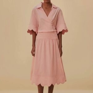 FARM Rio Light Pink Heart Detailed Midi Dress - NWT